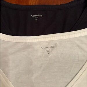 Garnet Hill Essential long sleeved T-shirts V-neck Black and White Tops Medium
